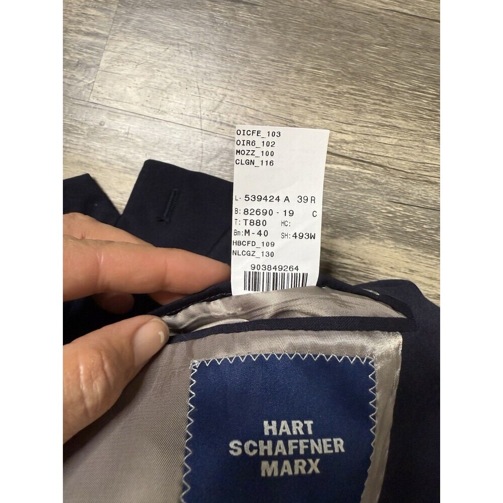 Vintage Hart Schaffner Marx Sport Coat 39 R Navy Blue Gold Buttons Blazer - Picture 5 of 5